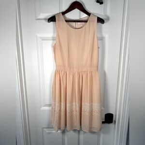 Skies are Blue Peach Fit & Flare Tank Chiffon Dress Womens Size Small